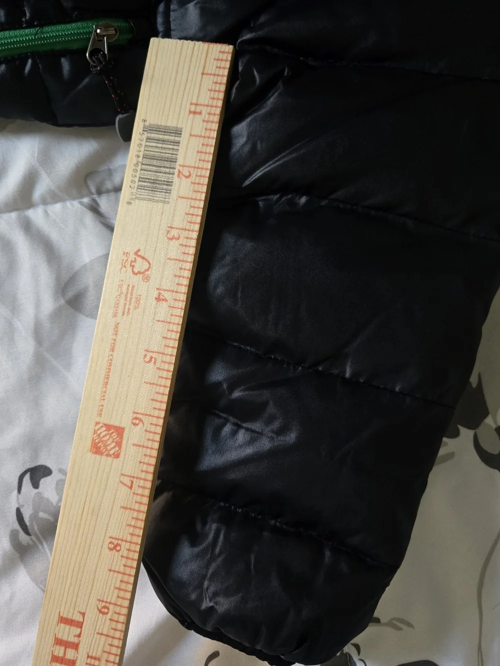 Kids Black Puffer Jacket with Green Trim